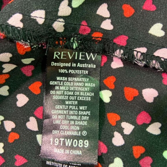 REVIEW Scattered Hearts Black Red Pink Love Heart Long Sleeve Office Blouse Top - Picture 8 of 8